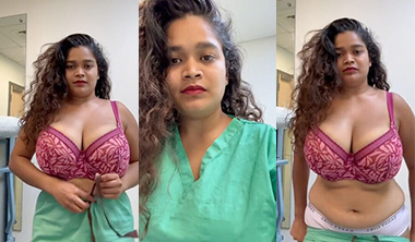 Sexy Indian Tanker Nurse Strip Teasing Big Boobs Pressing