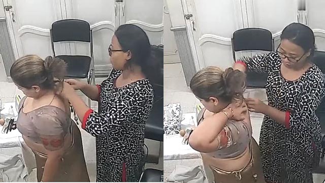 Horny Rich Bhabhi Changing Parlour In CCTV Captured Viral Leak