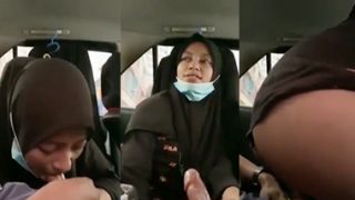 Hijabi Girl Giving Blowjob Dick Fucking Inside Car XXX