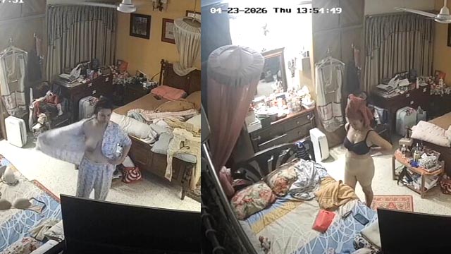 Hot Bhabhi After Bath Changing Dress Captured In CCTV Cam Clips